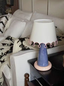 Memphis Ceramic Table Lamp with Nordic Fabric Shade for Bedroom, Living Room - Axyaa