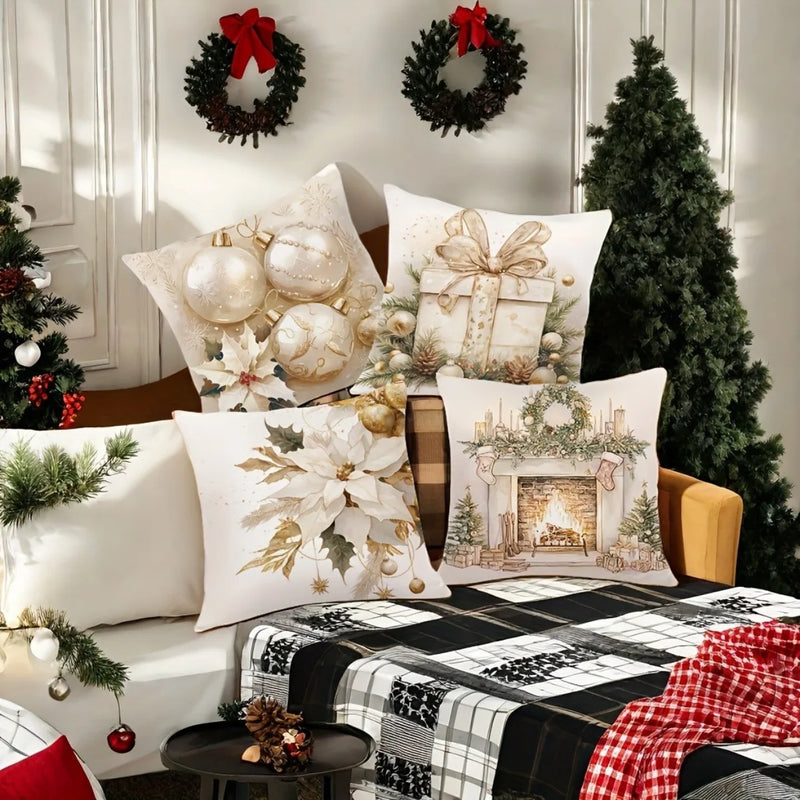 Axyaa Christmas Pillowcase Stove Lamp Ball Gift Cushion Cover Home Decoration 45x45cm