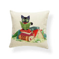 Axyaa Creative Fox Christmas Tree Cushion Cover - Retro Animal Sofa Decor Pillowcase