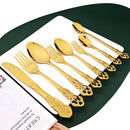 Axyaa Gold Stainless Steel Dinnerware Set - 24Pcs Flatware Cutlery Kit