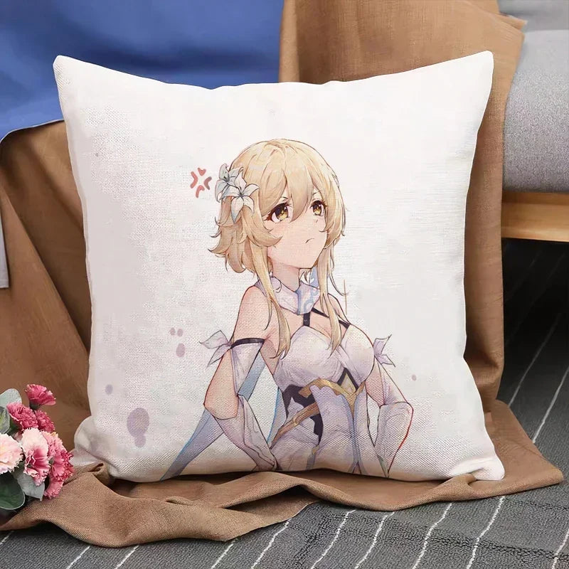 Genshin Impact Anime Pillowcase Cushion Cover 45x45 for Sofa - Axyaa