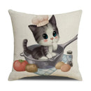 Axyaa Cute Cat Linen Pillowcase for Double Bed 45x45cm