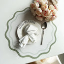 Axyaa Sage Green Faux Leather Round Reversible Placemats - Set of 6
