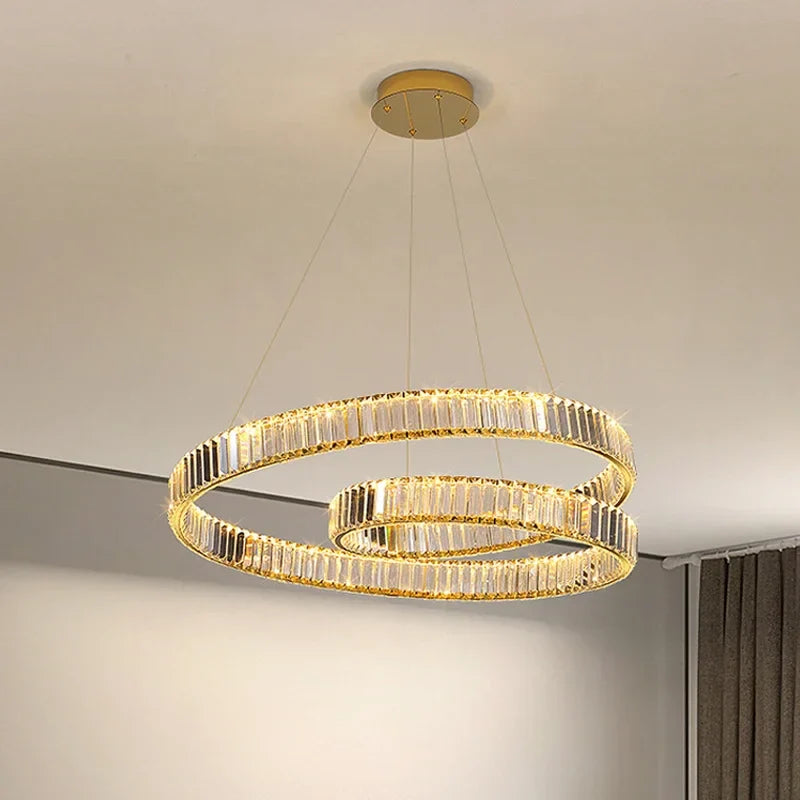 Axyaa Crystal LED Pendant Chandelier for Living and Dining Room