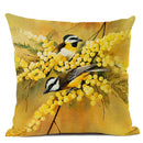 Axyaa Elegant Floral Bird Pattern Linen Cushion Cover 45x45cm for Living Room Sofa