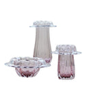 Axyaa Pink Glass Vase Wave Edge Storage Tray Terrarium Hydroponics Home Decor