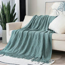 Axyaa Plaid Knit Throw Blanket Green – Soft Woven Sofa Bedspread Summer Decor