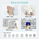 Axyaa 3D Whitewash Brick Tile Stickers, Matte Texture, 30x30cm, Water/Mold Resistant