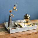 Axya Metal Tray Leather Acrylic Rectangular Jewelry Display Serving Plate