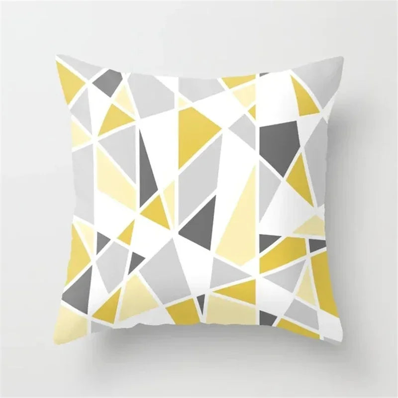 Nordic Pink Yellow Geometry Cushion Cover Abstract Art Pillowcase - Axyaa