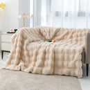 Axyaa Toscana Rabbit Fur Blanket With Bubble Fleece for Cozy Winter Comfort