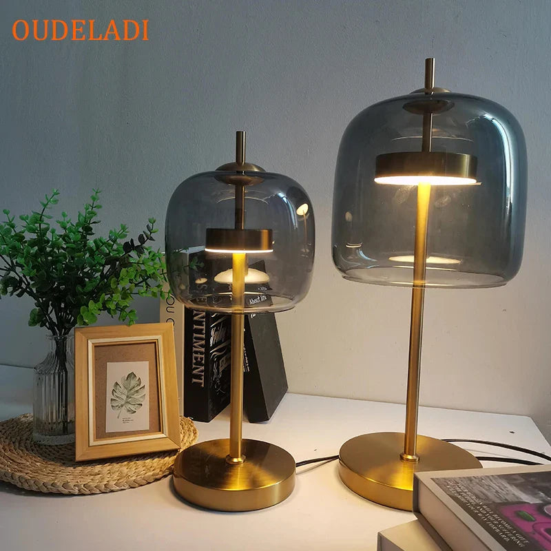 Axya Gold Glass Desk Lamp: Modern LED Nordic Home Decor Table Light