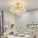 Axyaa Luxury Gold Crystal Ceiling Light Chandelier with LED Bulbs for Bedroom Decor