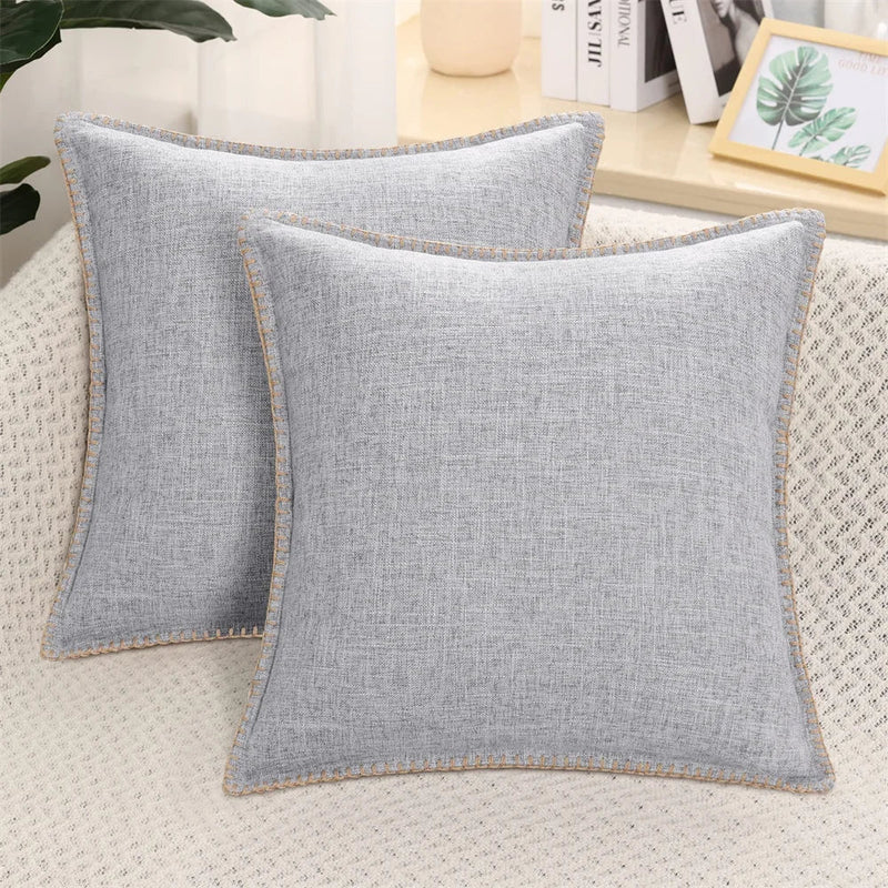 Axyaa Linen Chenille Pillow Case 50x50cm Sofa Bed Car Decorative Cushion Cover
