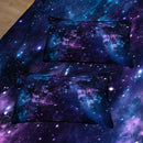 Axyaa Purple Star Galaxy Print Duvet Cover Set - Soft Microfiber Bedding
