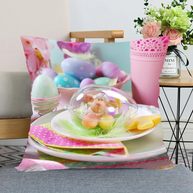 Axyaa Satin Fabric Easter Pillow Case Set for Wedding and Home Decor
