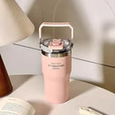 Axyaa 20oz Double Wall Insulated Thermos Cup with Straw, Portable Car Coffee Mug