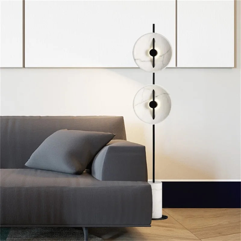 Axyaa White Marble LED Floor Lamp for Modern Indoor Decor
