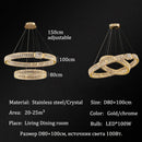 Axyaa Luxury Gold Metal Crystal LED Pendant Chandeliers for Home, Restaurant, Hotel