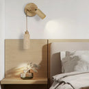 Axyaa Mid Century Modern LED Wall Lights Adjustable Switch Yellow Travertine Bedroom Lamps
