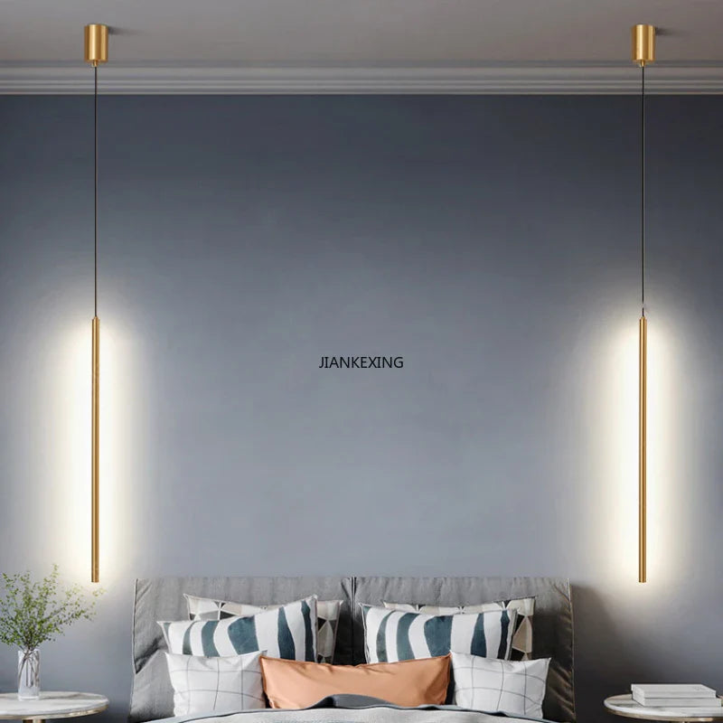Axyaa Nordic LED Long Chandelier for Artistic Living Room Lighting