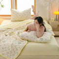 Axyaa Floral Print Quilted Comforter: Soft Single Double Blanket for Bed