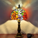 Axyaa Tiffany Rose Stained Glass Table Lamp LED Light Fixtures