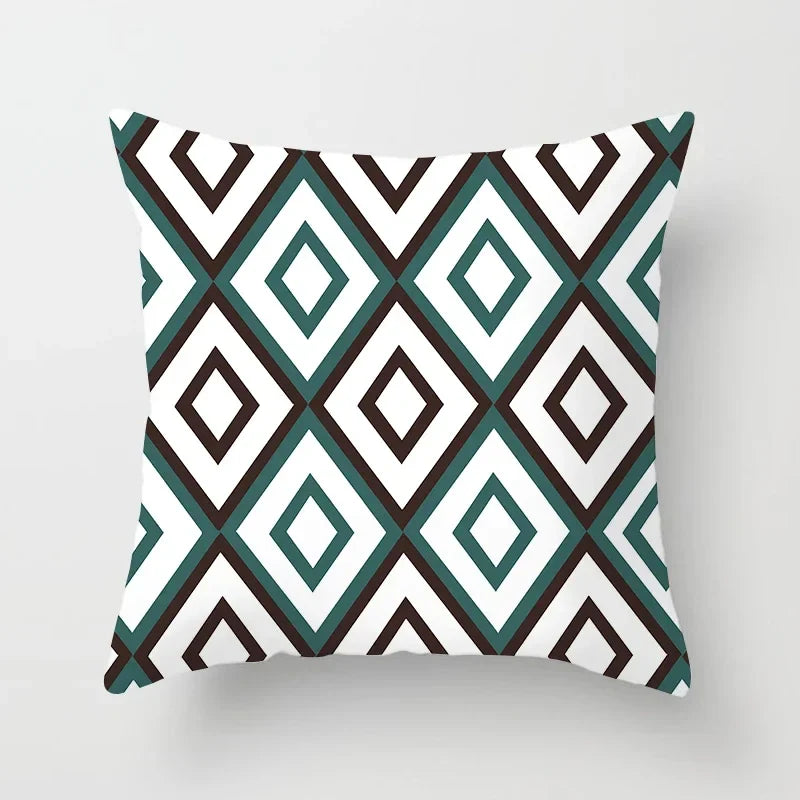 Teal Blue Flower Leaves Pattern Pillow Case for Home Decor by Axyaa