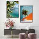 Axyaa Lemon Orange Olive Tree Canvas Poster: Mediterranean Greek Landscape Wall Art for Modern Home