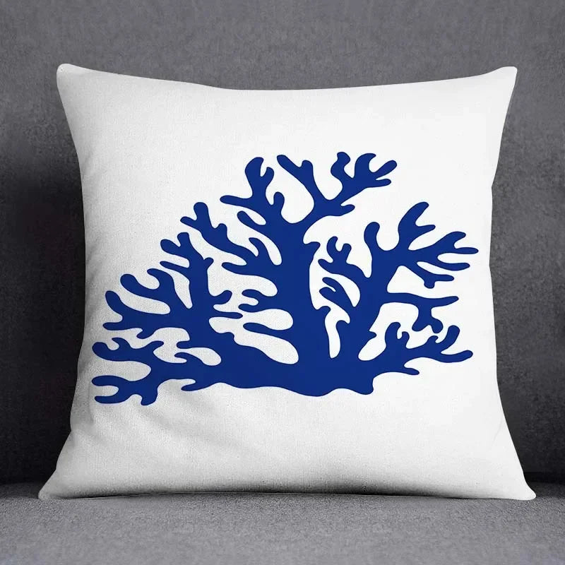 Axyaa Blue Mermaid Sailor Marines Polyester Pillowcase Home Office Decor