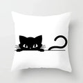 Axyaa Decorative Pillow Cover 45x45cm Polyester Square Black Cat Skull Design