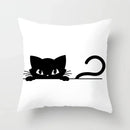 Axyaa Decorative Pillow Cover 45x45cm Polyester Square Black Cat Skull Design