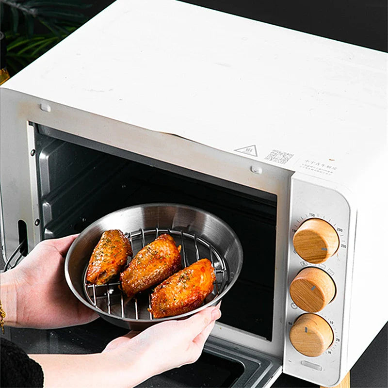 Axyaa Stainless Steel Round Baking Tray with Grid - Versatile Kitchen Baking Tools