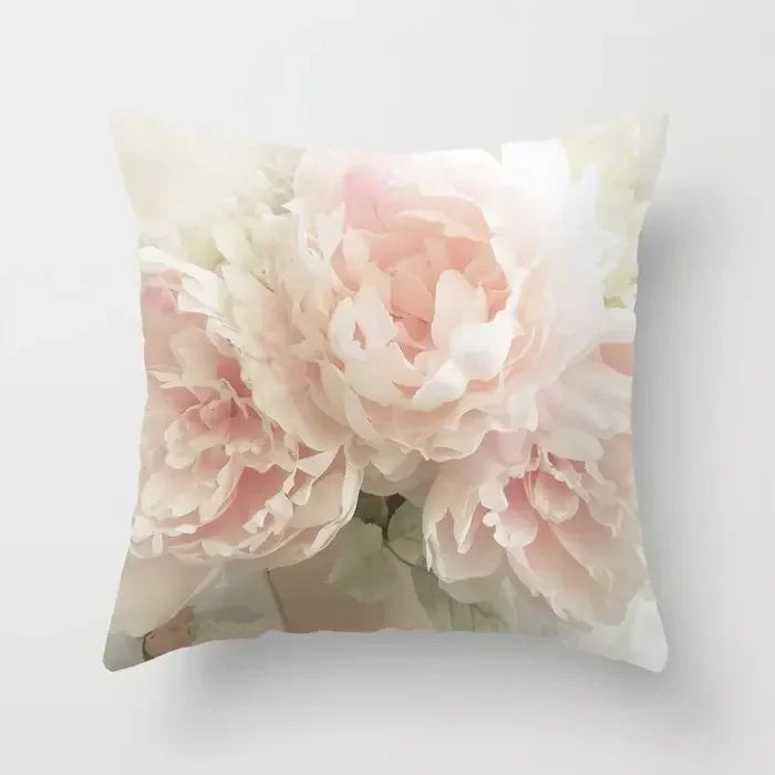 Axyaa Pink Flower Pattern Decorative Cushion Cover for Sofa Pillows - Polyester Material