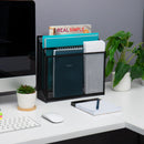 Axyaa Mesh Desktop Organizer, Metal Vertical File Storage, Black, 12.5" x 3.75" x 11.5"