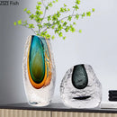 Axyaa Gradient Glazed Glass Vase Hydroponics Flower Pots Modern Home Decor