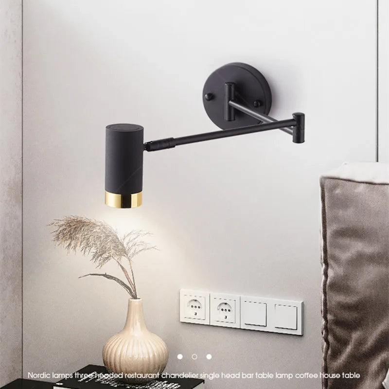 Axya Adjustable Swing Arm LED Wall Lamp with Touch Sensor - Modern Home Sconce Lighting