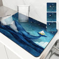 Axyaa Ocean Whales Sailing Stars Absorbent Drying Mat for Kitchen Tables