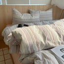 Axyaa Nordic Pink Stripes Cotton Duvet Cover 150x200 Girl's Room Comforter Set
