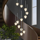 Axyaa Crystal Stair Chandelier Ceiling Lamp LED Chandeliers for Living Room