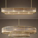 Axyaa Golden Crystal LED Chandelier Luxe Round Pendant Light for Home