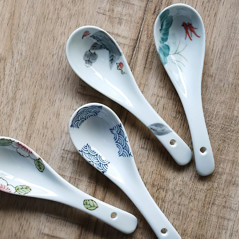 Axya Ceramic Spoon Dinner Set Bone Ladle Tableware Kitchenware Supply