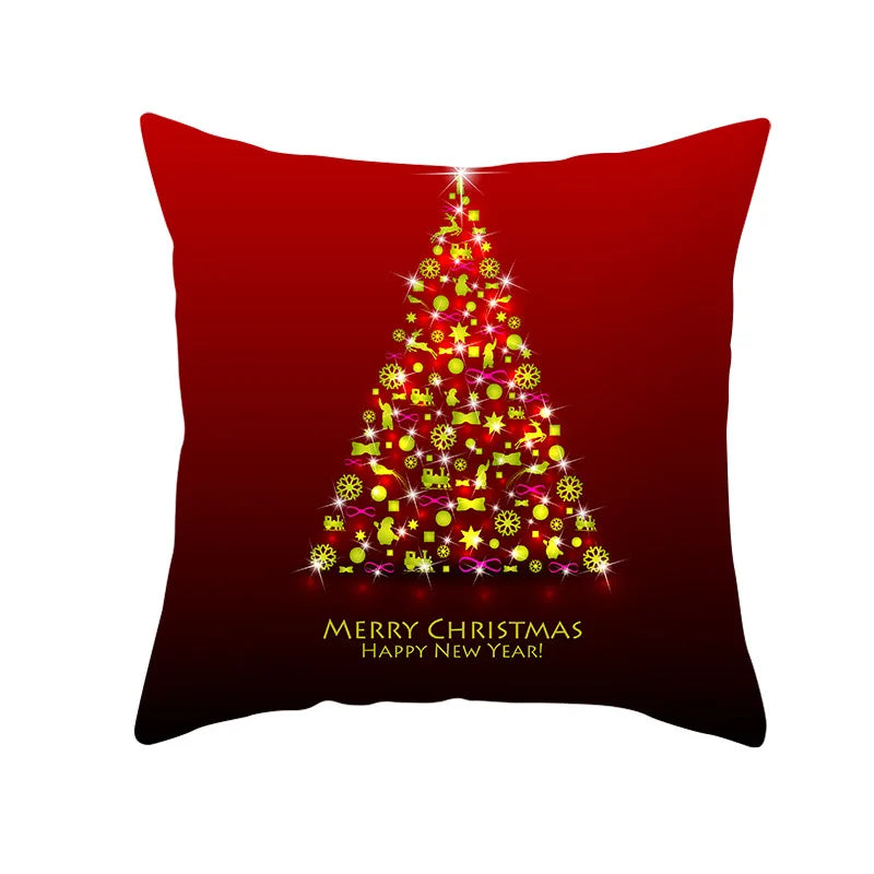 Axyaa Christmas Gift Pillowcase Red Print Cushion Cover for Home Sofa