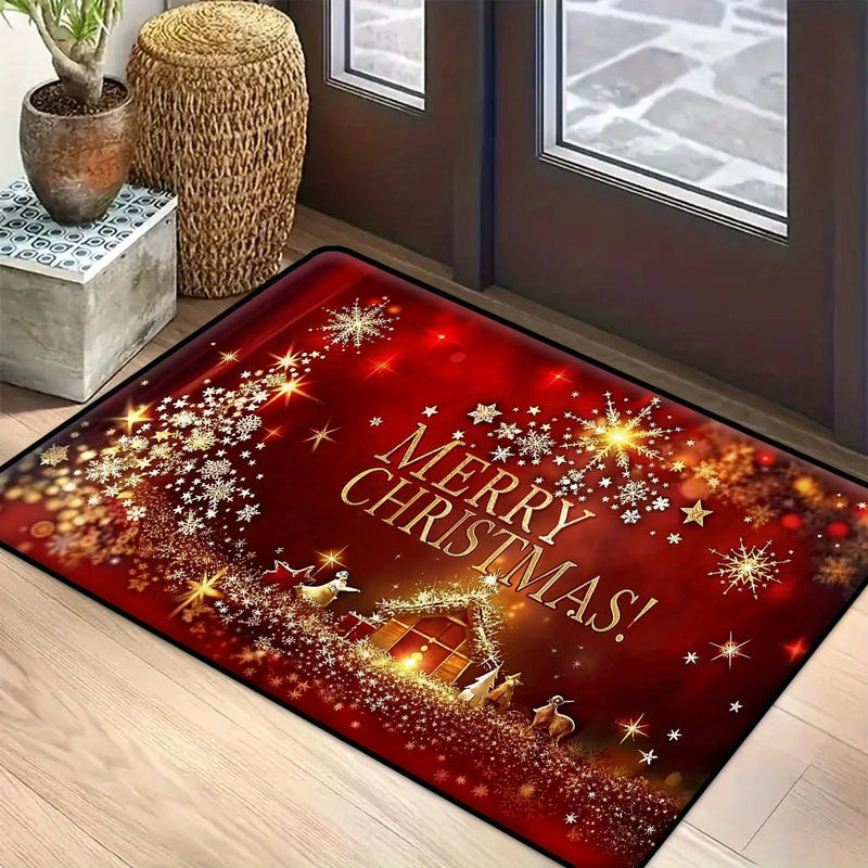 Axyaa Merry Christmas Welcome Door Mat - Non-Slip, Absorbent for Home, Bathroom & Kitchen