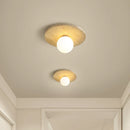 Axyaa Yellow Travertine Glass Stone LED Ceiling Lamp for Nordic Modern Indoor Lighting Decor.