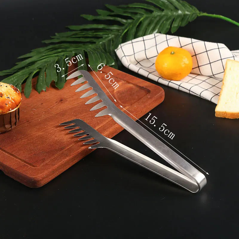 Axyaa Stainless Steel Food Tongs - Multi-Use Nonstick Clamp for Home Kitchen