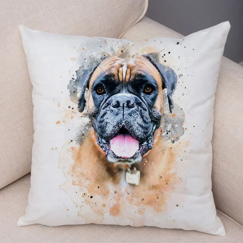 Axyaa Watercolor Dog Pillow - Cozy Pet Animal Pillow for Home Sofa