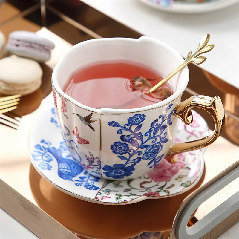 Axya English Style Coffee Cup Set with Saucers, for Latte and Black Tea