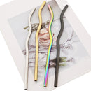 Axyaa Stainless Steel Wavy & Straight Drinking Straws Set for Cocktails & Bubble Tea