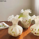 Axyaa Flower Texture Glass Vase Desk Decoration with Artificial Flowers
